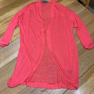 Sunday in Brooklyn Cardigan Women Size Large Coral Open Front Lightweight Duster